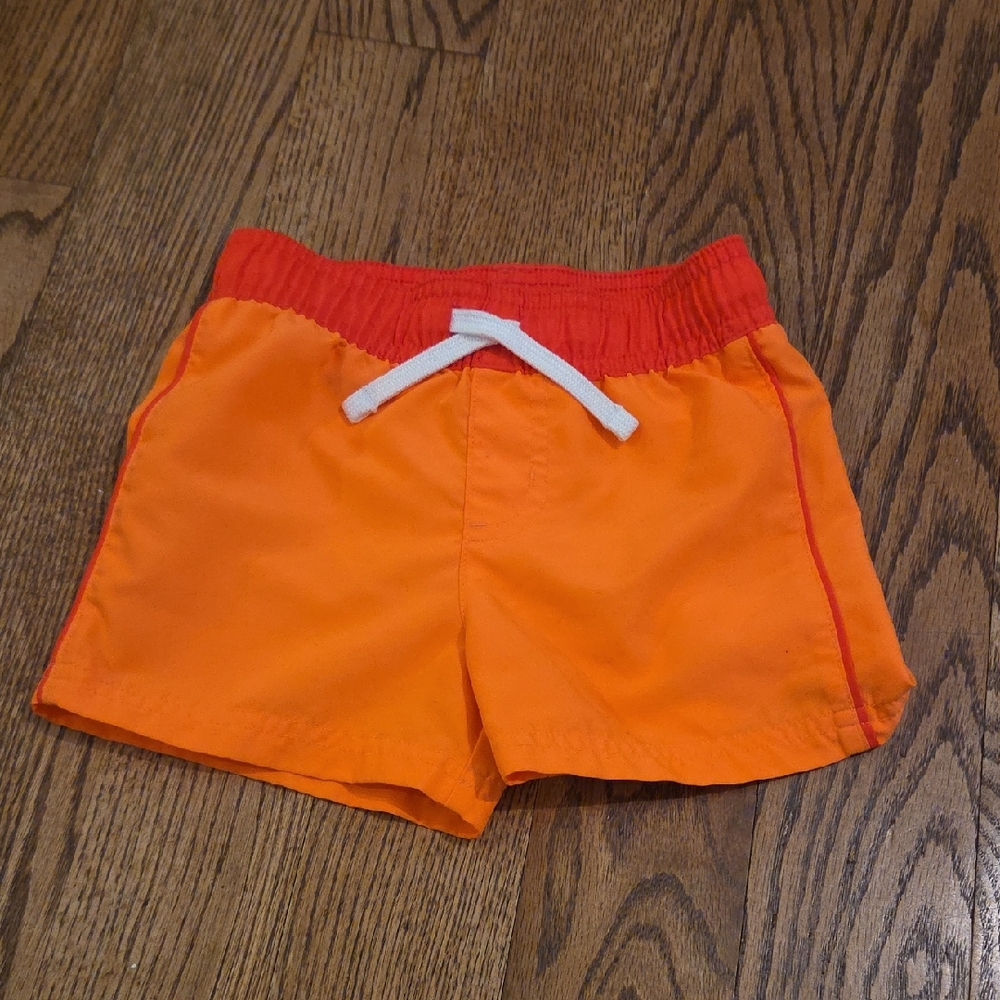 Cat & Jack - Vibrant Orange Swim Trunks with Red Accent- Toddler Size 3T